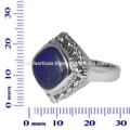 Lapis Lazuli Gemstone With 925 Sterling Silver Solitaire Simple Design Ring for Casual Wear Jewellery